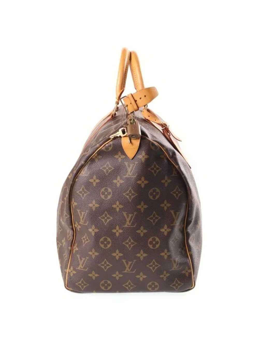 Louis Vuitton Monogram Keepall 50 Leather Boston Bag Brown